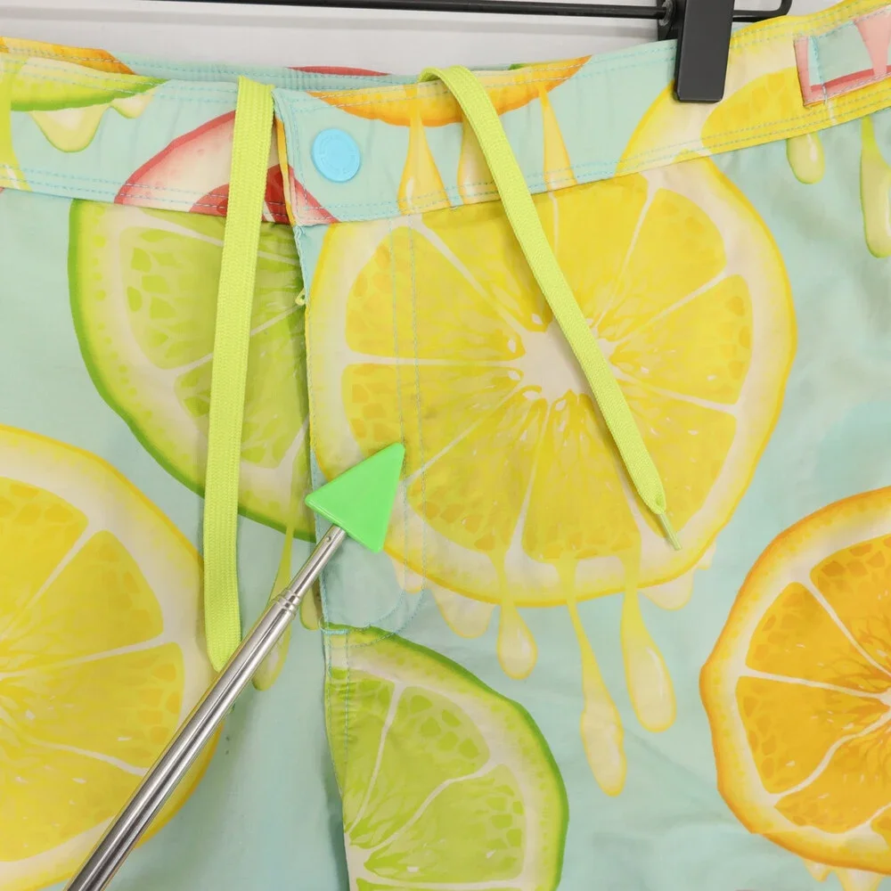 Public Beach Swim Trunks Mens M Blue Citrus Fruit Print Board Shorts Lined
